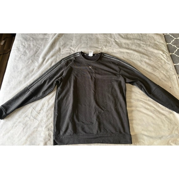 adidas Other - Adidas Mens XL Black Three Stripe Crewneck Sweatshirt Fleece Pullover Logo Top
